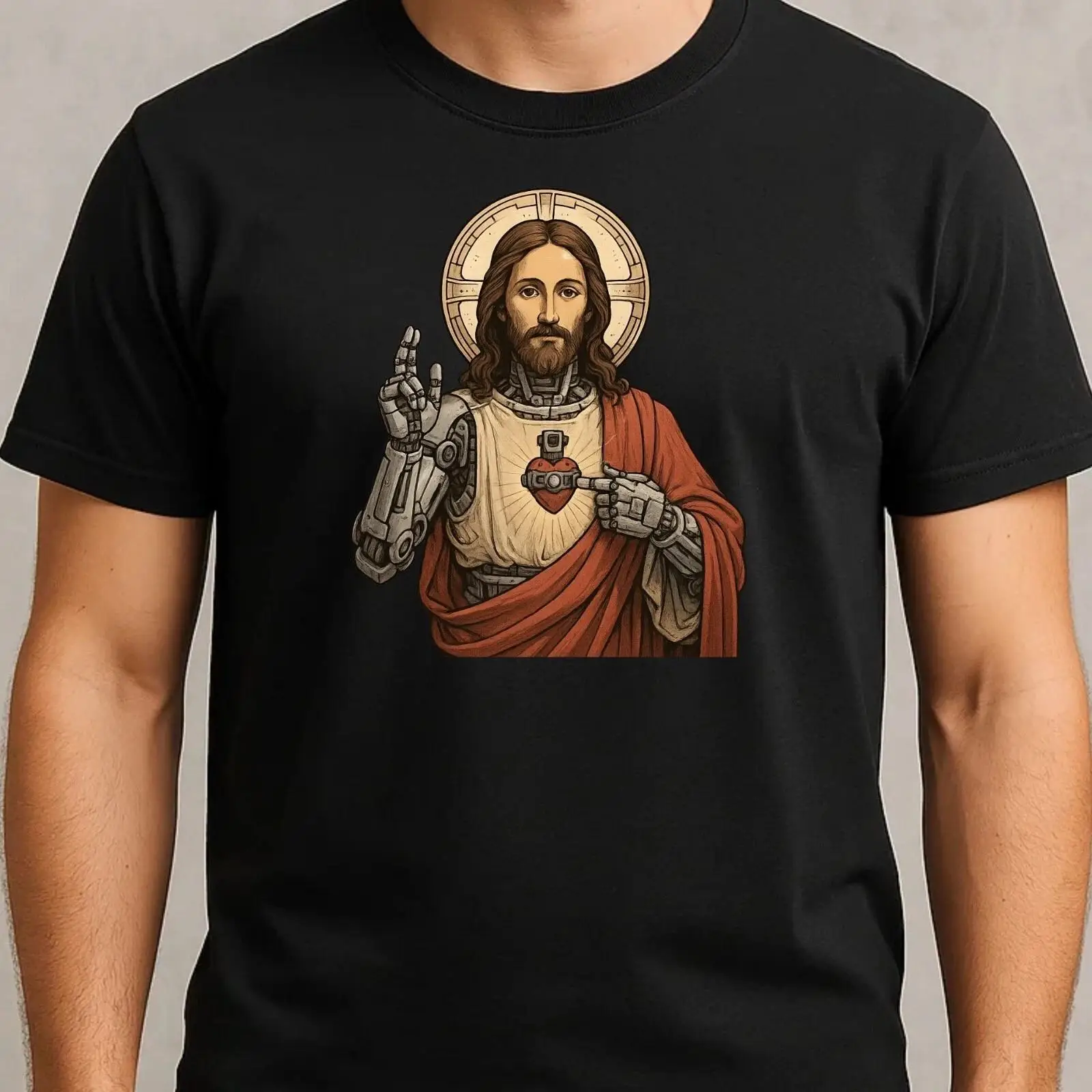 Vintage Fashion Herren - Camiseta Herren con estampado de robot
