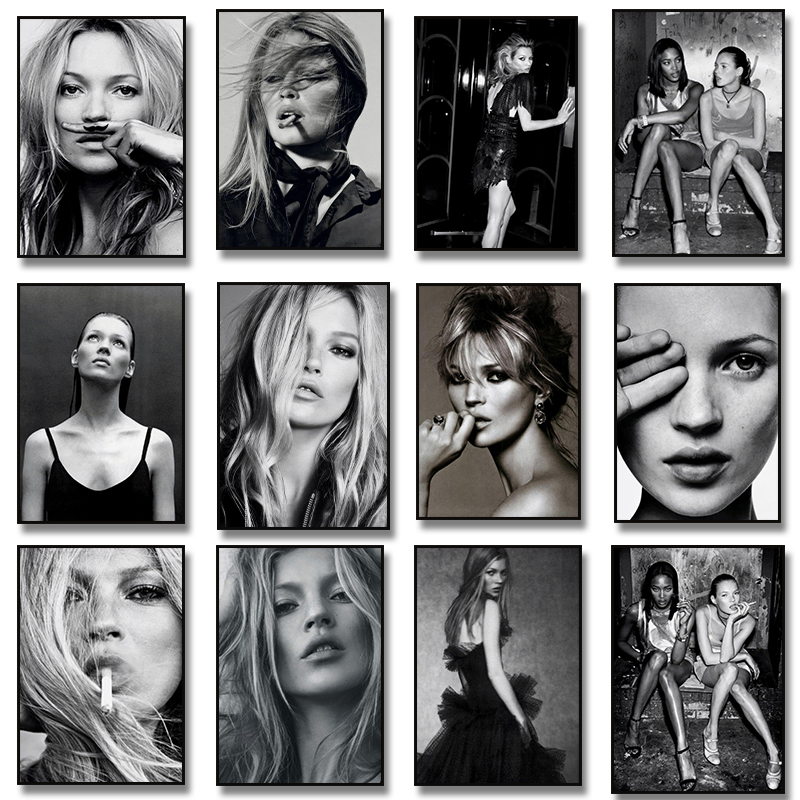 Vintage Fashion Prints For Wall - Fotografía Retro Vintage Kate Moss fumar,