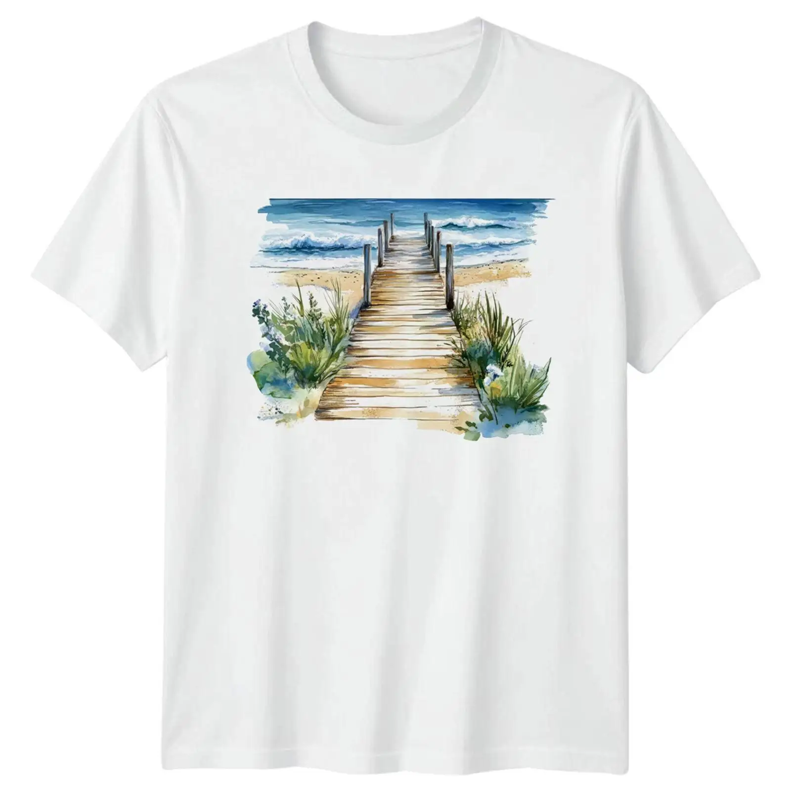 Vintage Fashion Herren - Camiseta Aquarell Strand Ozean Küste para