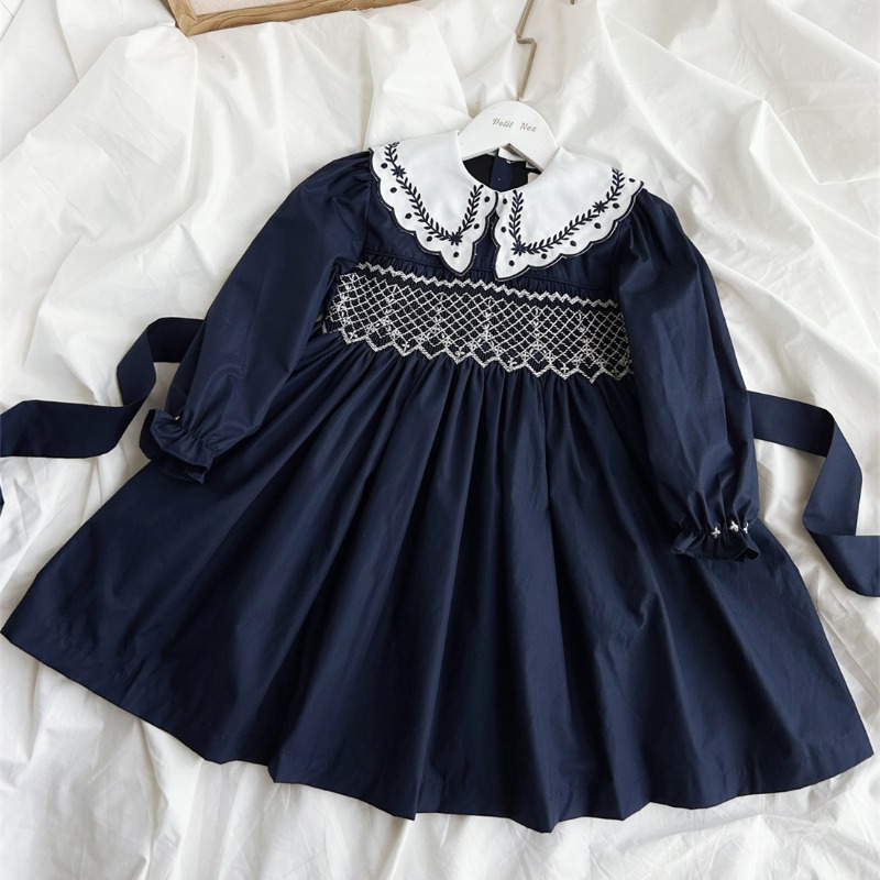 Vintage Fashion Boutique - Vestido Vintage Azul Oscuro Bordado a