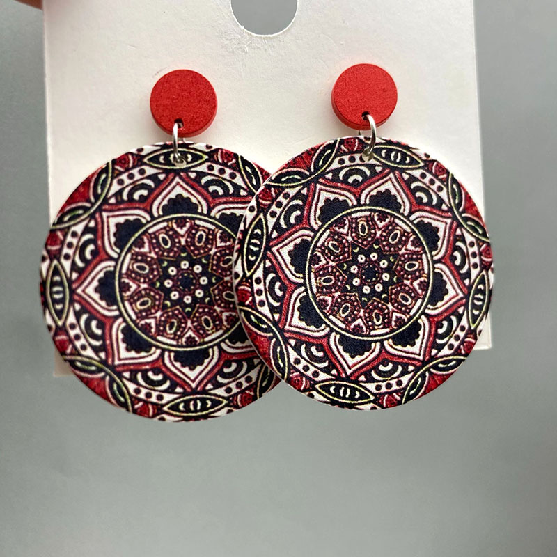 Vintage Fashion Illustrations - Pendientes de madera con estampado étnico