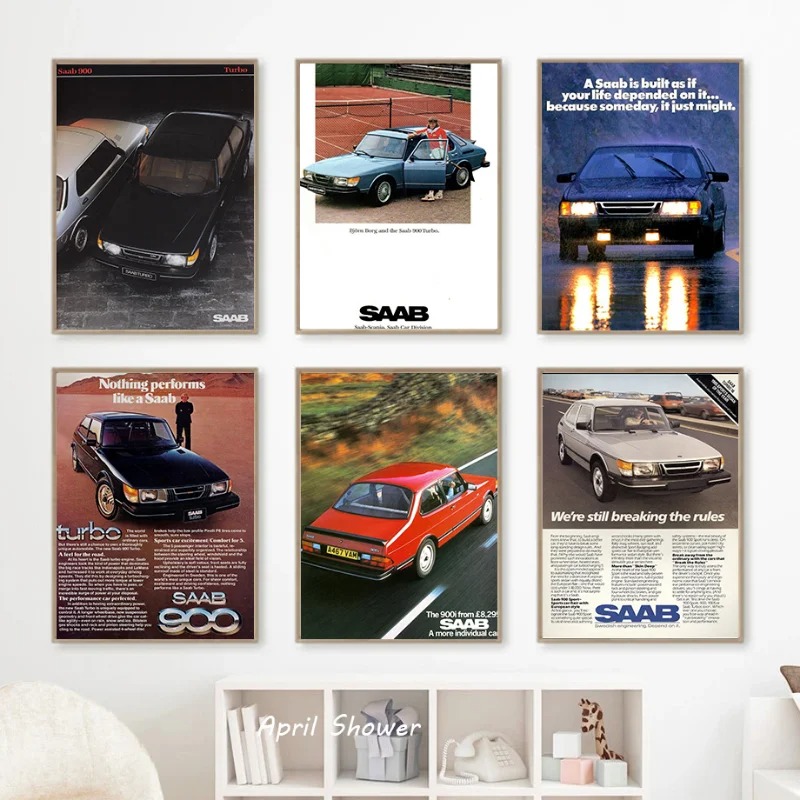 Vintage Fashion Prints For Wall - Póster clásico Vintage Saab 900 Turbo