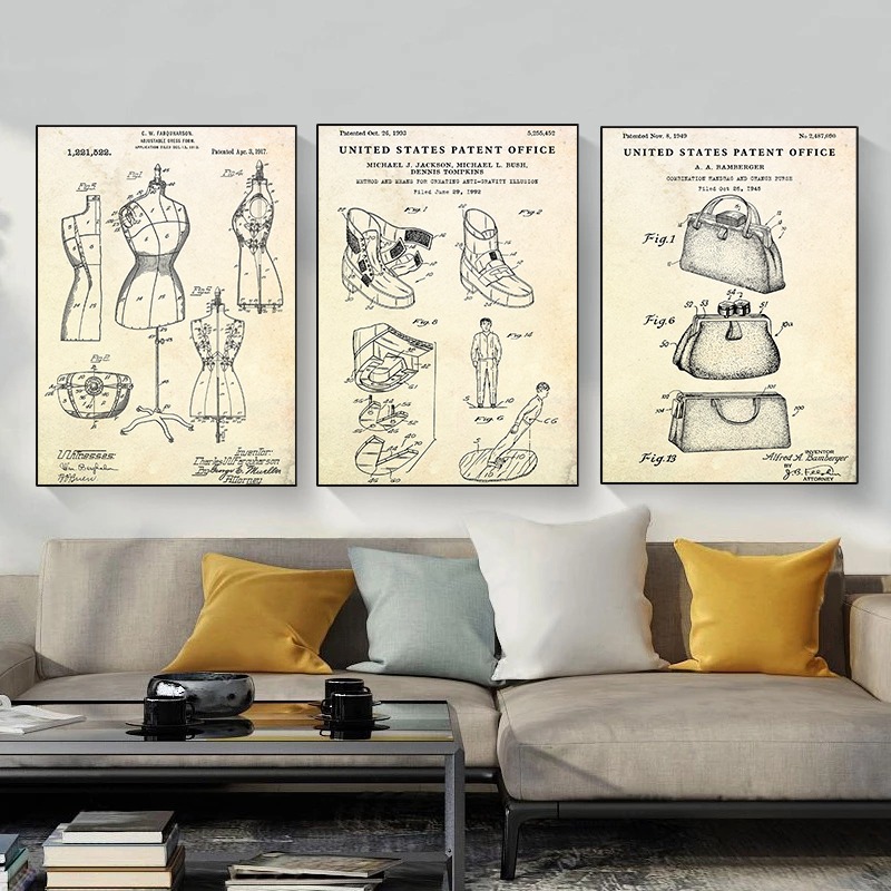 Ropa de moda, bolsa de zapatos - Vintage Fashion Prints For Wall reseña y precio