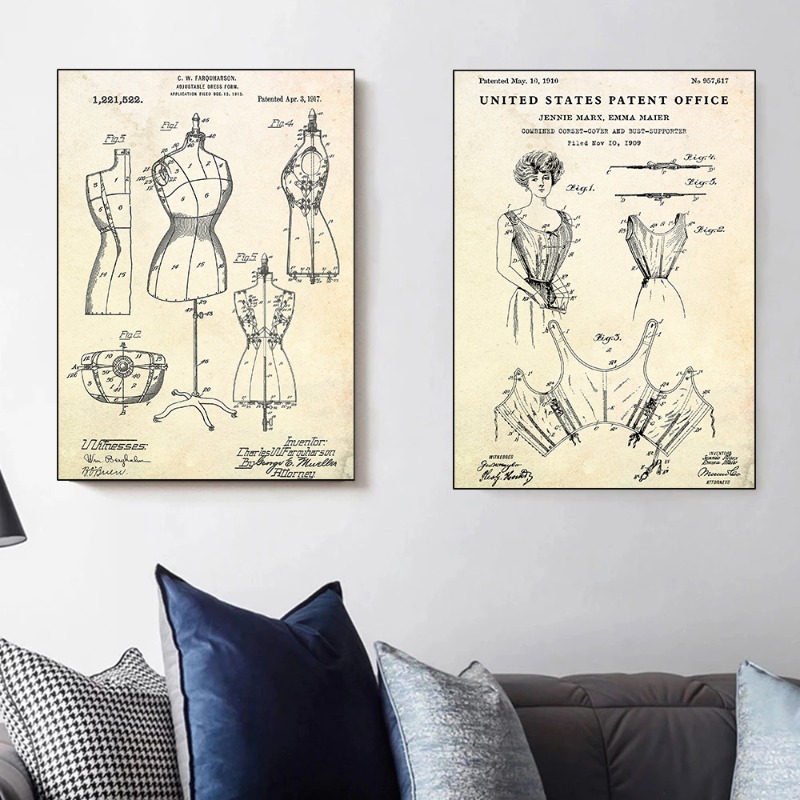 Ropa de moda, bolsa de zapatos - Vintage Fashion Prints For Wall reseña y precio