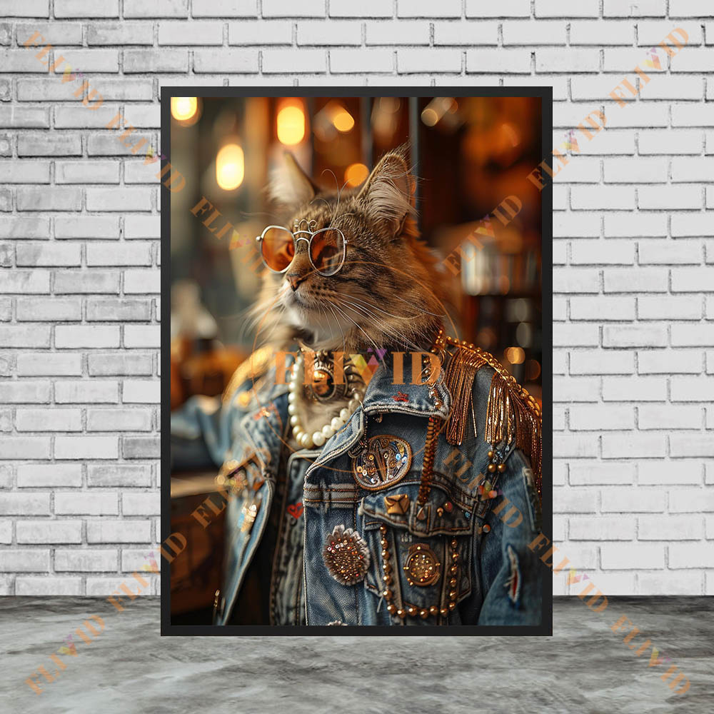 Pintura en lienzo de gato geni - Vintage Fashion Prints For Wall reseña y precio