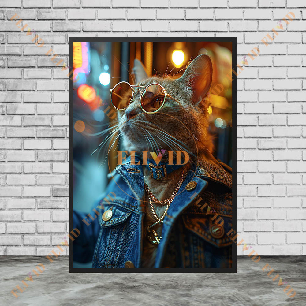 Pintura en lienzo de gato geni - Vintage Fashion Prints For Wall reseña y precio