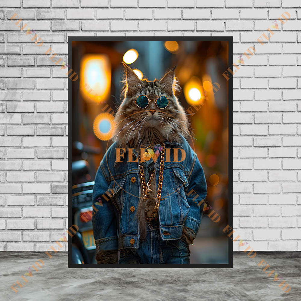Pintura en lienzo de gato geni - Vintage Fashion Prints For Wall reseña y precio